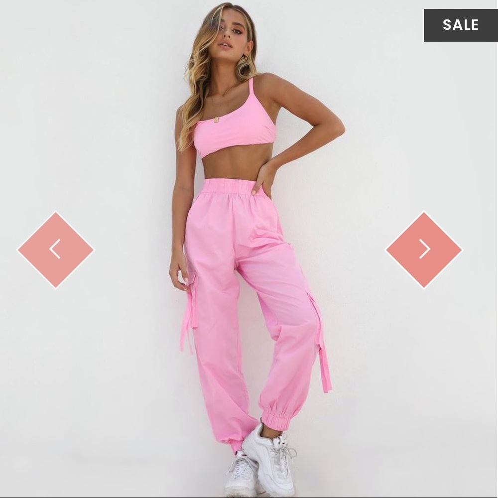 Pink Cargo Pants Set